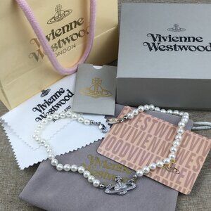 BRAND NEW Vivienne westwood Silver Orb Pearl Choker Necklace